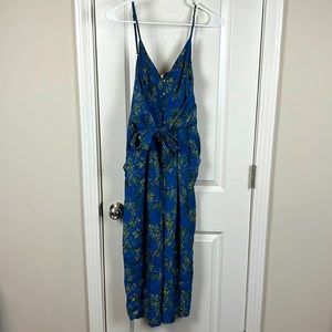 Free People Hot Tropics Printed Jumpsuit Wide Leg Skinny Adjustable Strap Size 6
